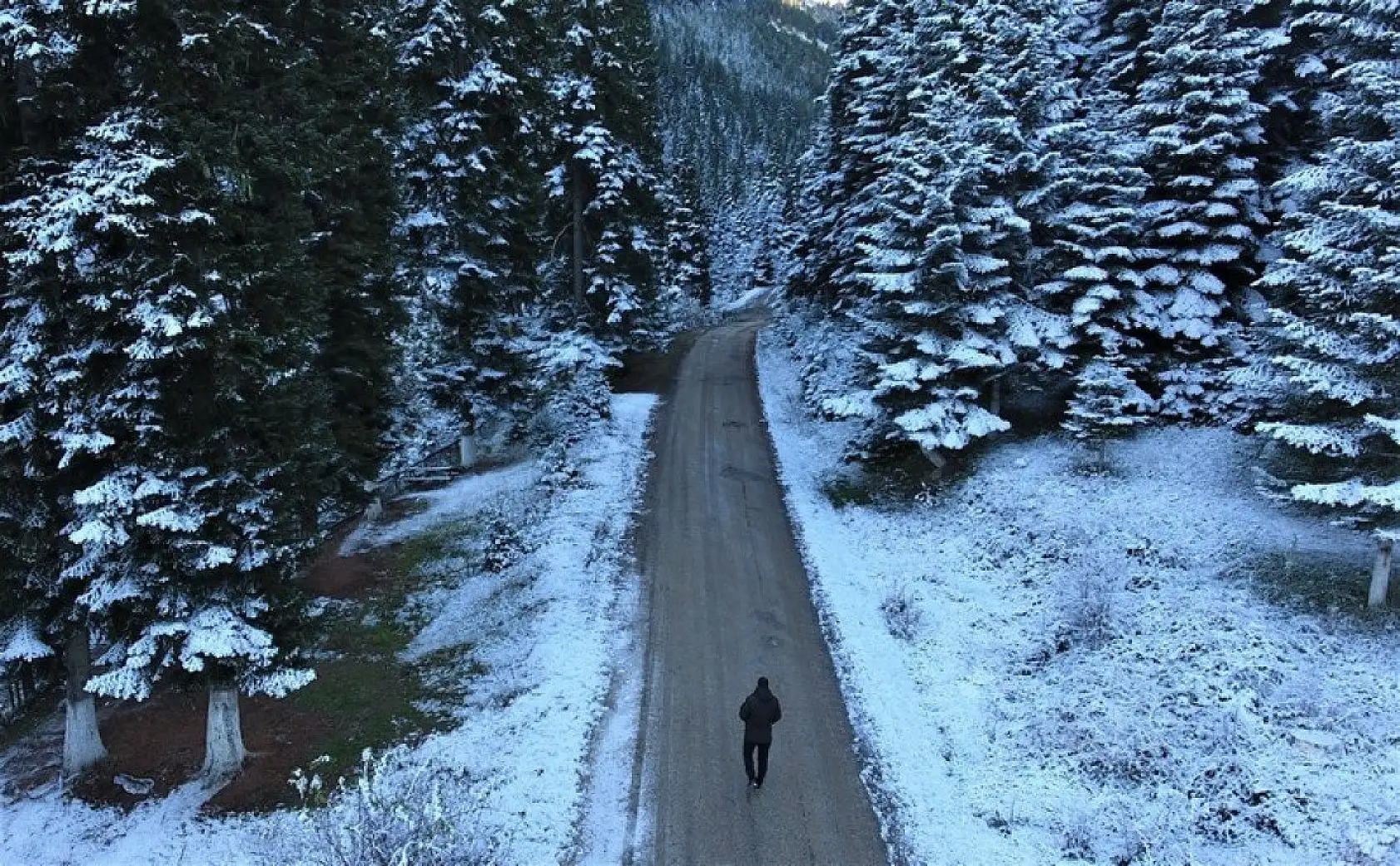 Küre Dağları'nın bir yanı sonbahar bir yanı kış