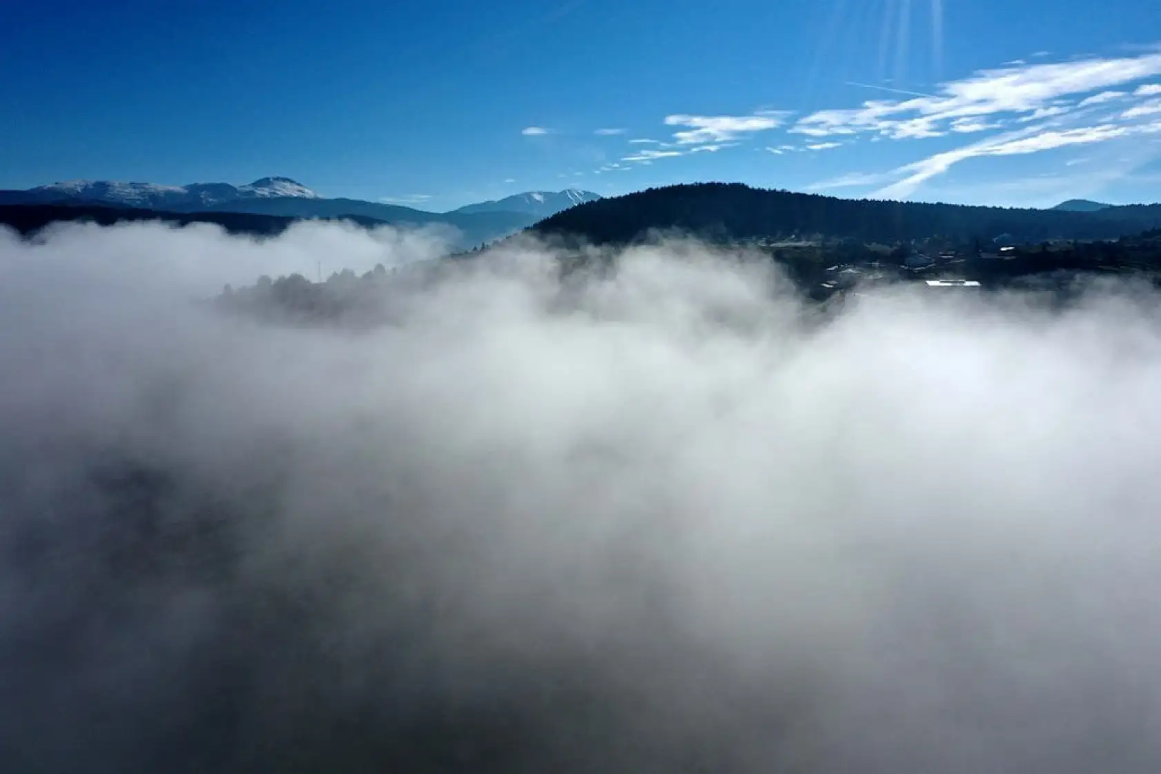 Sisle kaplanan Ilgaz Dağı havadan görüntülendi