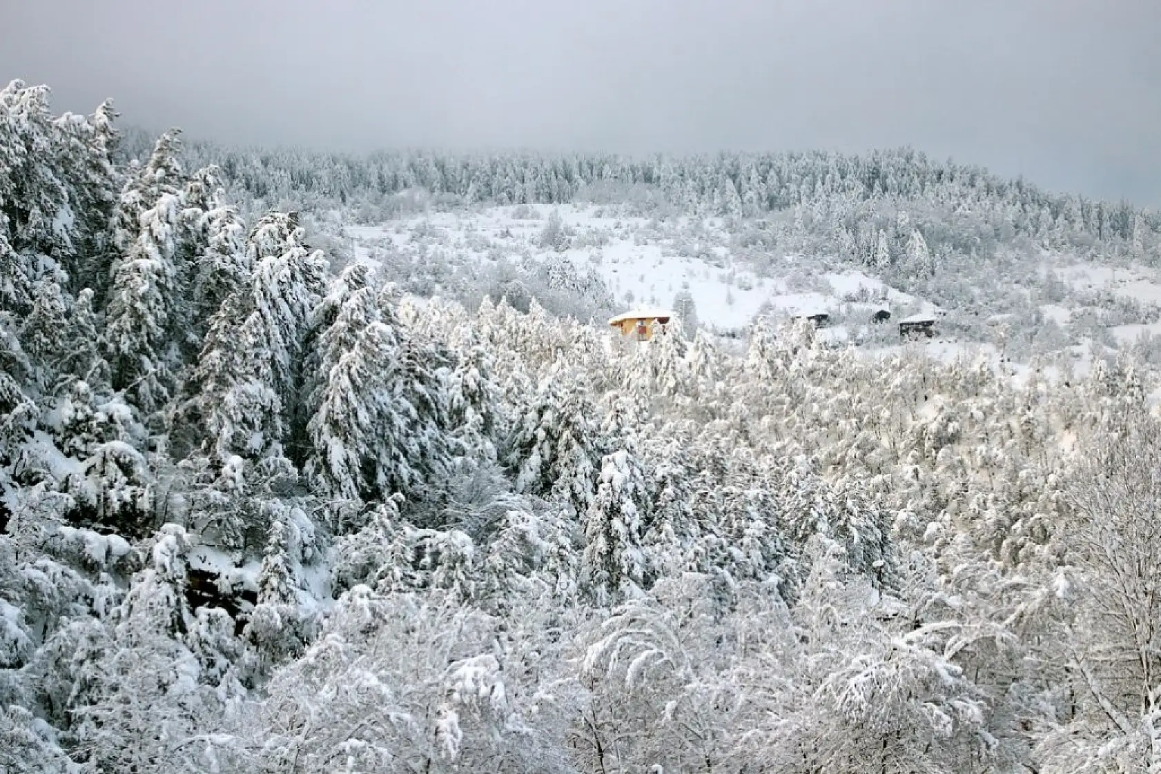 Çam ormanlarıyla çevrili Şenpazar ilçesi beyaza büründü