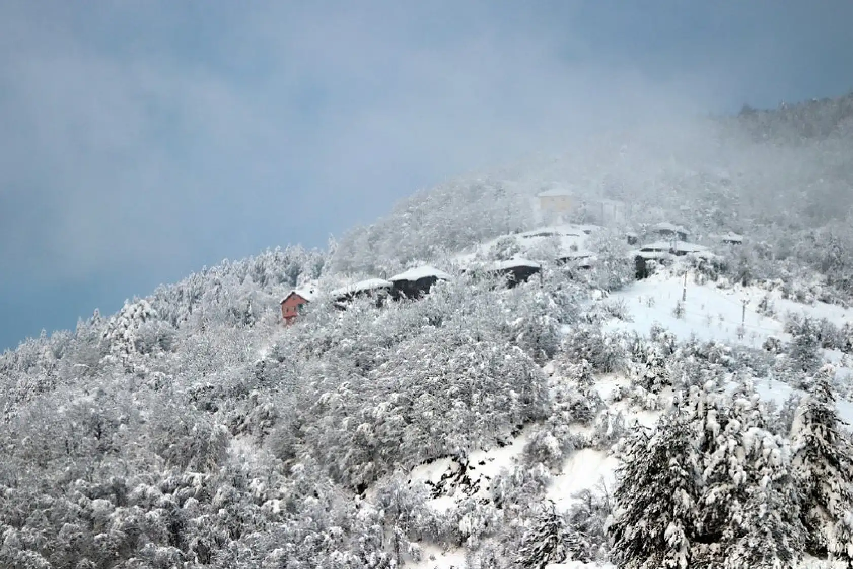 Çam ormanlarıyla çevrili Şenpazar ilçesi beyaza büründü