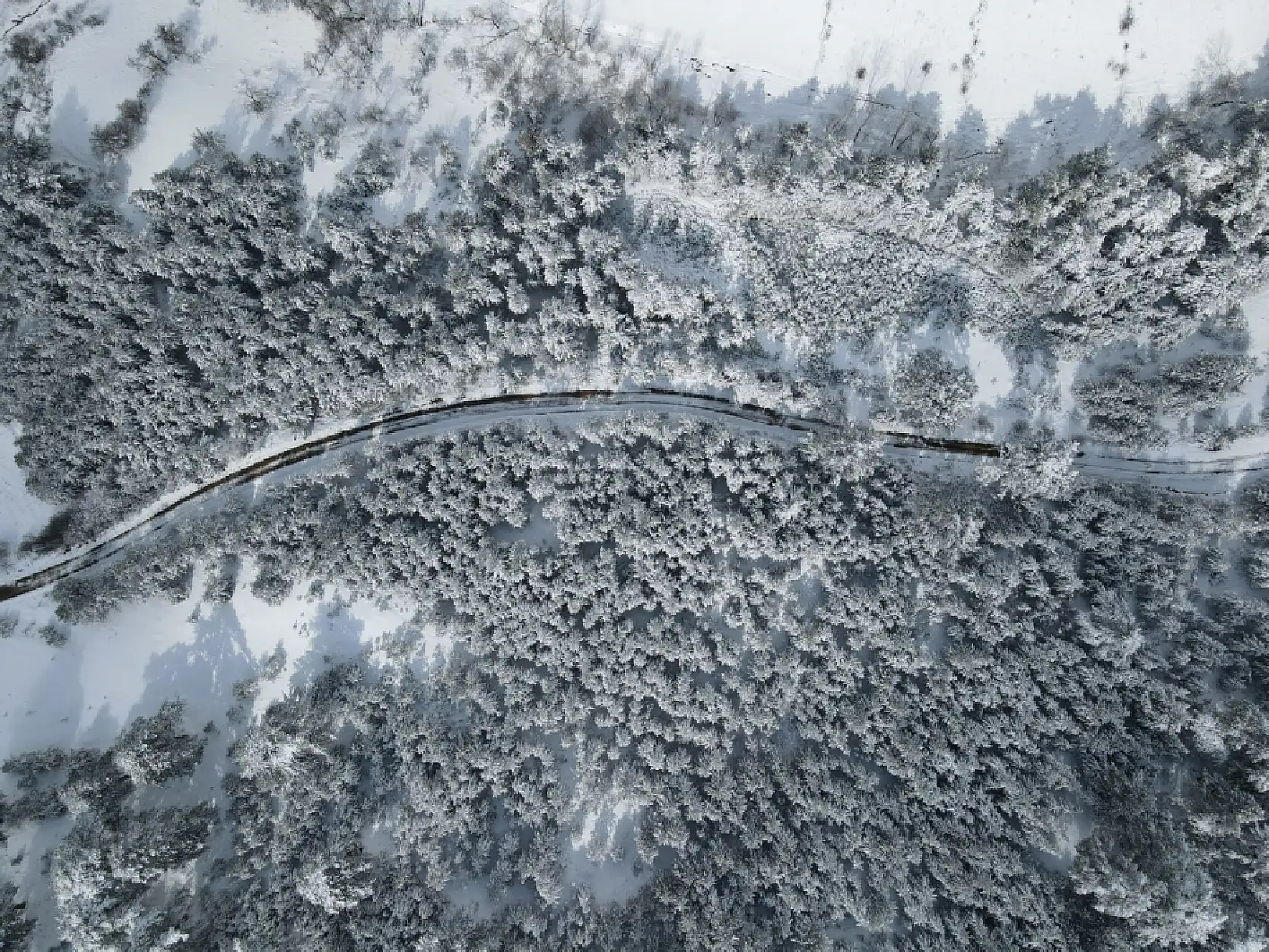 Karla kaplı ormanlar havadan görüntülendi