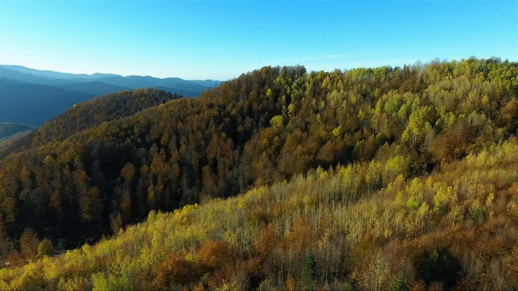 Küre Dağları'nın bir yanı sonbahar bir yanı kış