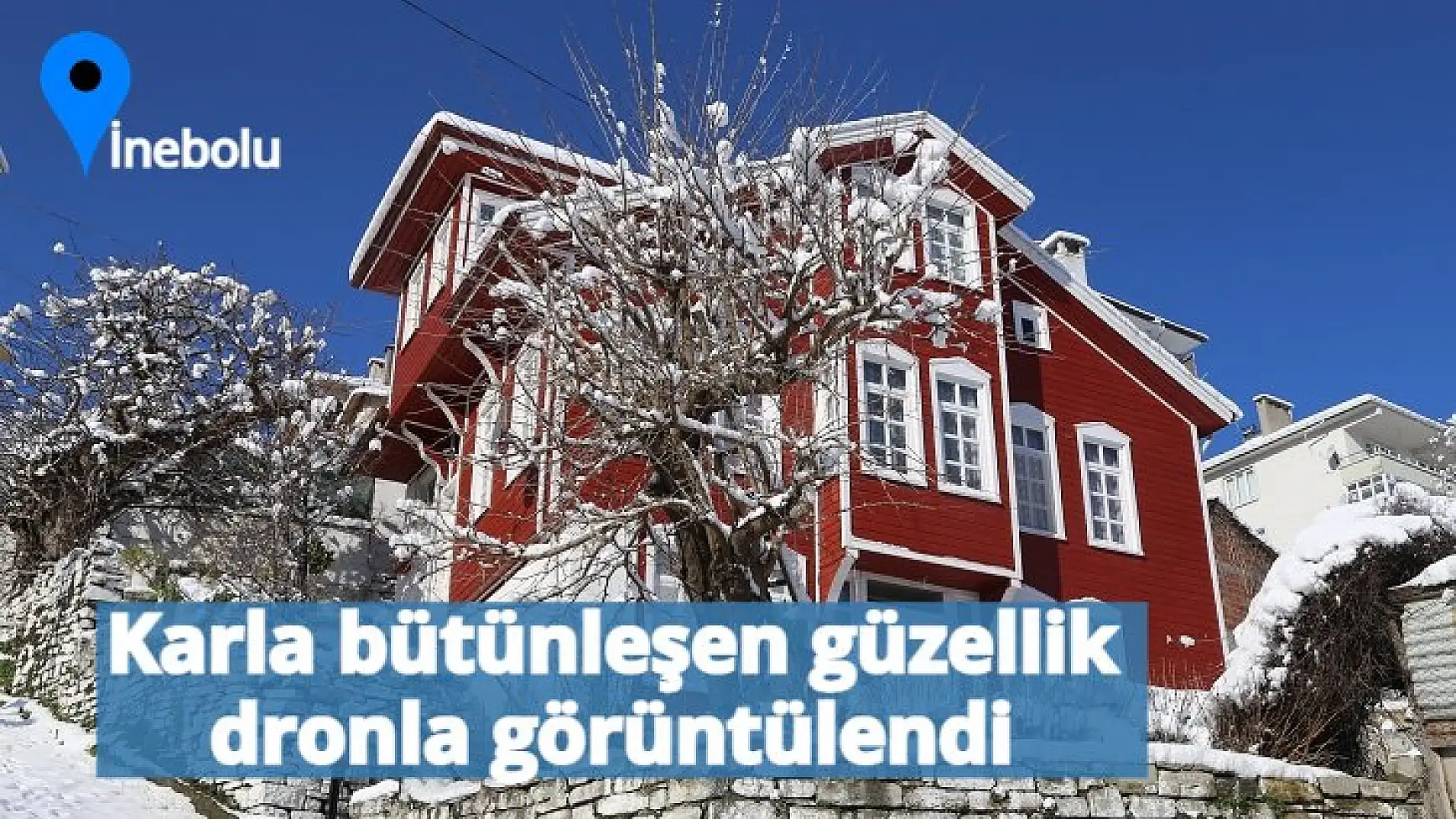 Karla bütünleşen güzellik dronla görüntülendi