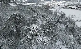 Karla kaplı ormanlar havadan görüntülendi