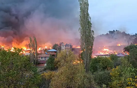 15 köy evini etkileyen yangın söndürülmeye çalışılıyor