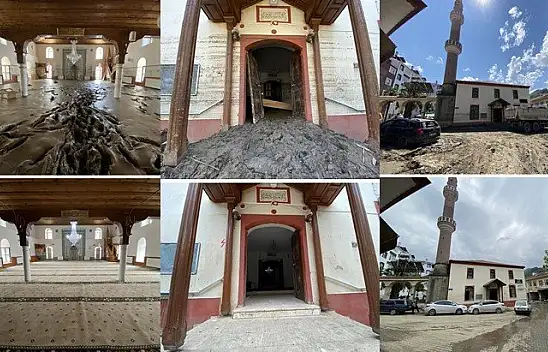 Balçıktan temizlenen 113 yıllık caminin yeni hali
