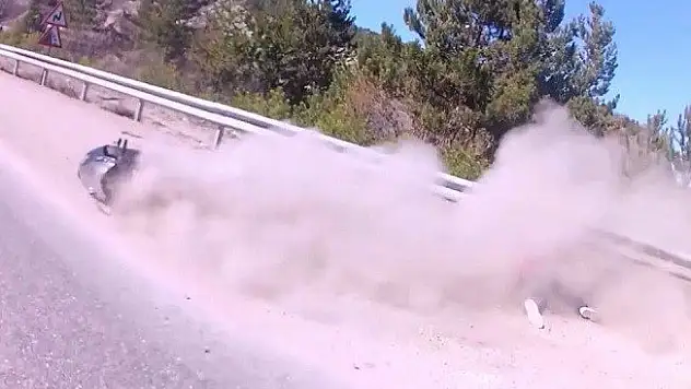 Kastamonu'da motosiklet kazası kask kamerasında!