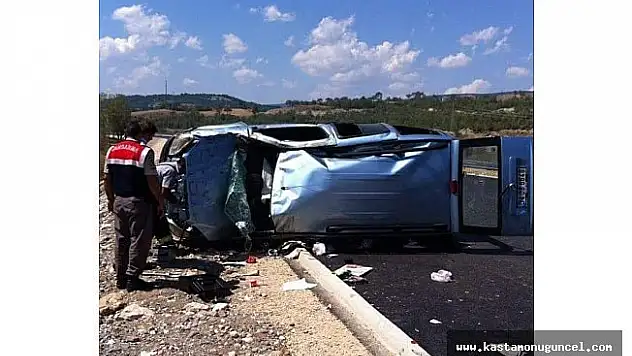 Yoldan çıkan otomobil takla attı: 5 yaralı