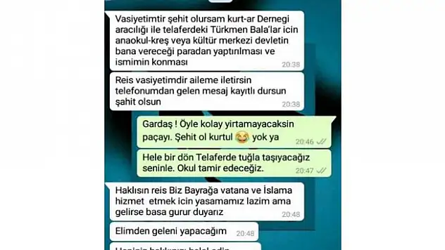 Kahraman şehidin vasiyeti duygulandırdı