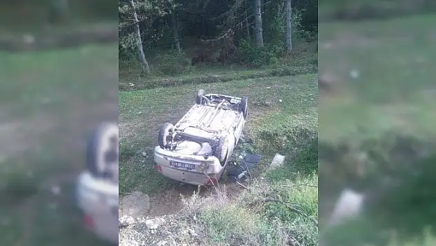 Mıcıra kapılan araç şarampole uçtu