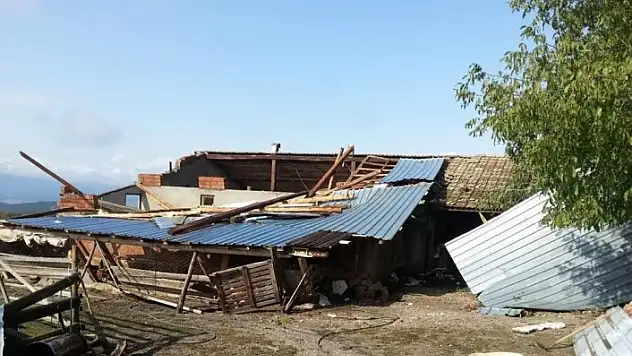 Kastamonu'da şiddetli fırtına, ağaçları devirdi, çatıları uçurdu