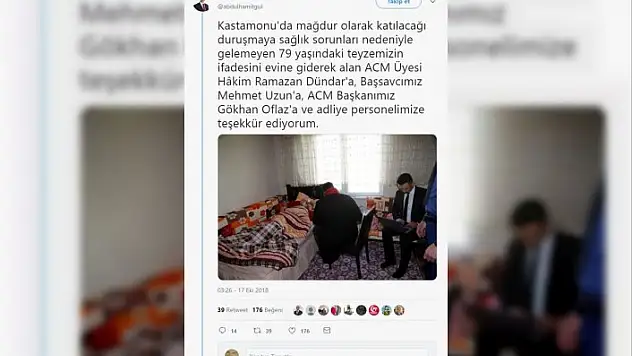 Bakan Gül, vatandaşın ayağına giden hakime teşekkür etti
