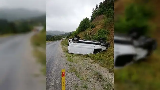 Takla atan kamyonetin sürücüsü yaralandı