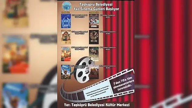 Taşköprü'de &quotYaz Sinema Günleri&quot yoğun katılımla devam ediyor