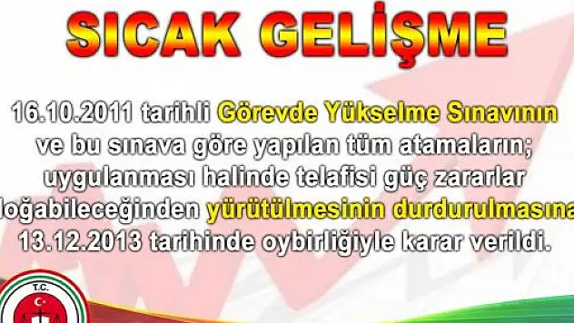 Adalet Bakanlığı Görevde Yükselme Sınavında Sıcak Gelişme