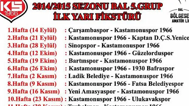 Bölgesel Amatör Lig'de Fikstür Çekildi