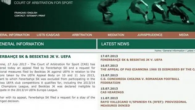 CAS'tan Fenerbahçe ve Beşiktaş açıklaması