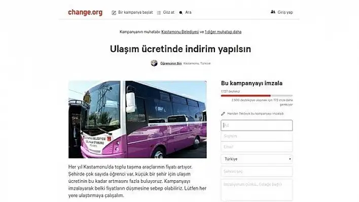 Ulaşım zammına Change.org'lu tepki