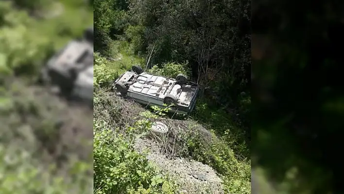 Yoldan çıkan otomobil, şarampole devrildi: 2 Yaralı