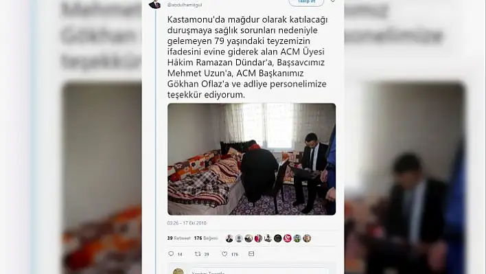 Bakan Gül, vatandaşın ayağına giden hakime teşekkür etti