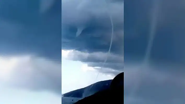 Denizde çıkan hortumu, kemençe dinleyerek izledi