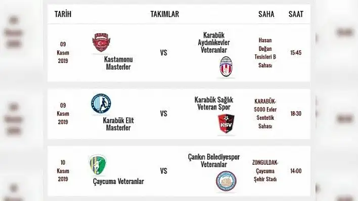 Veteranlarda ikinci hafta maçları oynanacak!