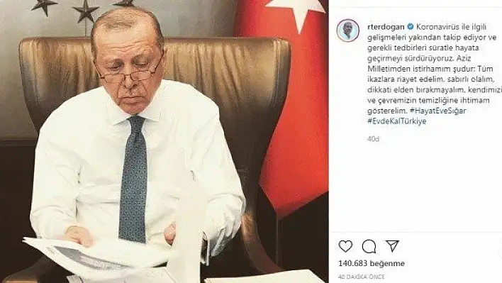Cumhurbaşkanı Erdoğan'dan koronavirüs paylaşımı