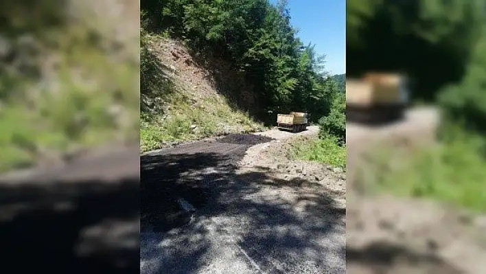 Cide'de heyelan nedeniyle bozulan yollar onarılıyor