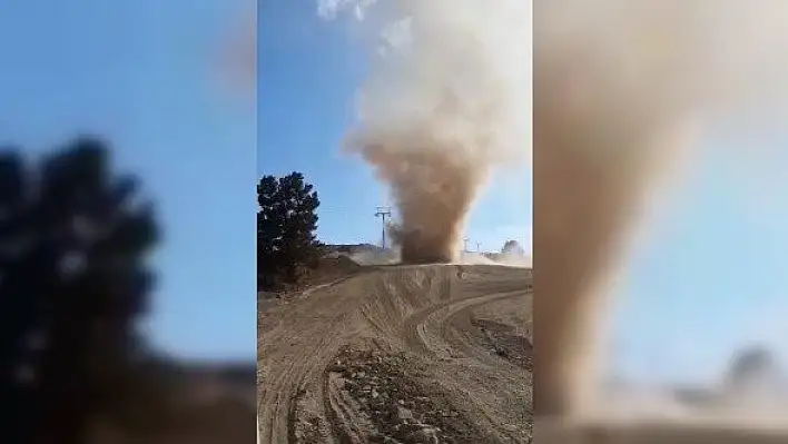 Kum üzerinde çıkan hortum, çalışan işçileri korkuttu