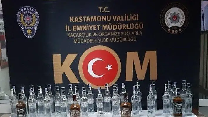 Yolcu otobüsünde 65 kaçak içki şişesi yakalandı